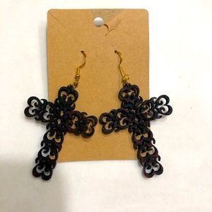 Wooden Boutique Laser cut Cross Earrings